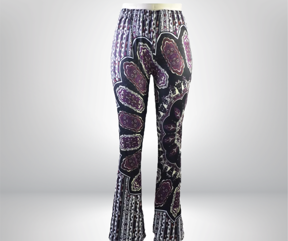 Mystic Bloom™ | Flared Pants – Deep Purple