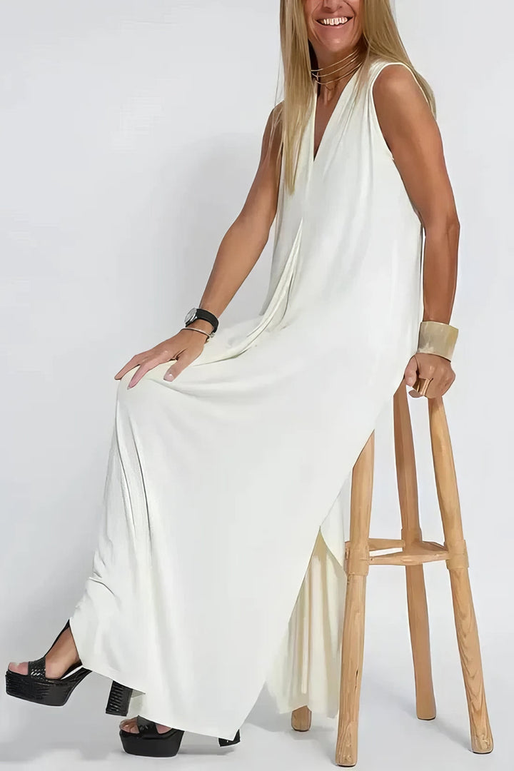 Elegante lange jurk en cardigan set