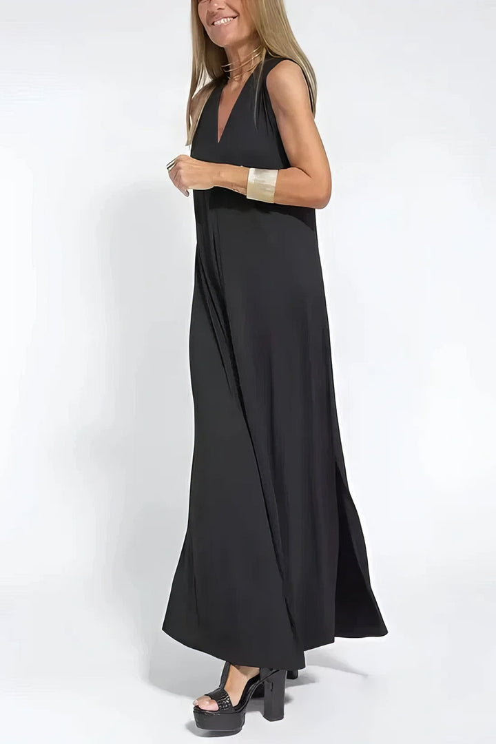 Elegante lange jurk en cardigan set