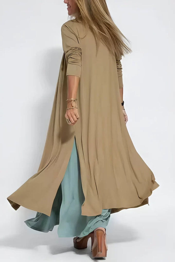 Elegante lange jurk en cardigan set